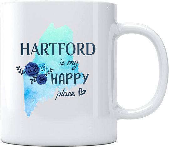 Mothers Day Mug Hartford Maine Is My Happy Place Maine Gifts Cup Long Distance Map Gift Mothers Day Gifts Mom Coffee Best Mom Gifts Ideas White