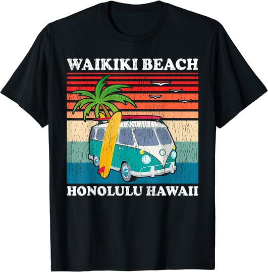 Vintage Family Vacation Retro Honolulu Hawaii Waikiki Beach T-Shirt