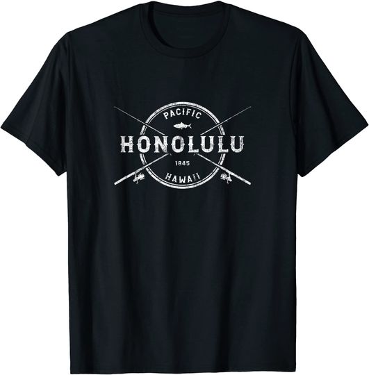 Honolulu HI Vintage Crossed Fishing Rods T-Shirt
