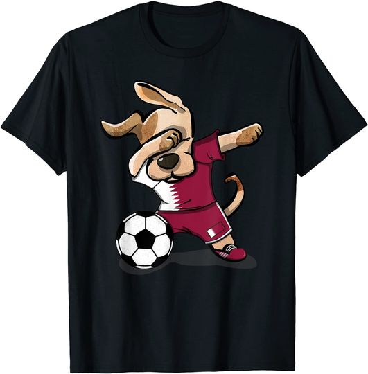 Dabbing Dog Qatar Soccer Fans Jersey Qatari Football T Shirt