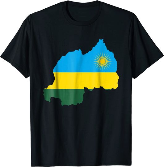 Flag Map of Rwanda T Shirt