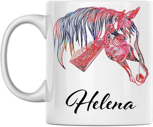 Personal Horse Mug Name White Ceramic Coffee Mug Printed on Both Sides Perfect for Birthday For Him, Her, Boy, Girl, Husband, Wife, Men, and Women
