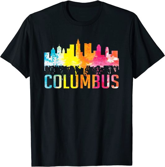 Columbus Ohio Watercolor City Skyline Art Souvenir Gifts T-Shirt