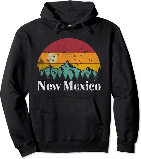 New Mexico 70s 80s Vintage Mountain Ski Hiking Camping Pullover Hoodie