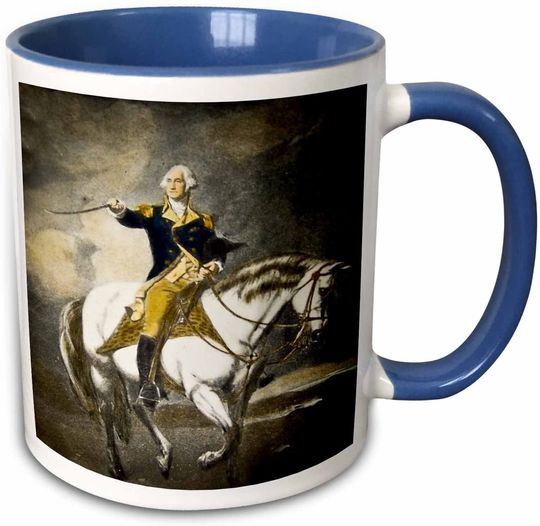 General George Washington at Trent" Two Tone Blue Mug, Multicolor