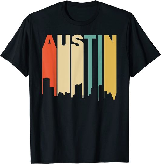 Retro 1970's Style Austin Texas Skyline T Shirt