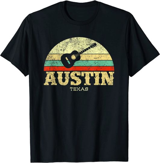 Retro Austin Texas Guitar T Shirt