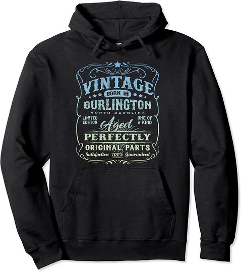 Vintage Born In Burlington Pullover Hoodie
