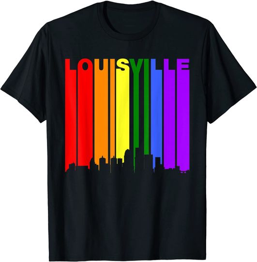 Louisville Kentucky LGBTQ Gay Pride Rainbow Skyline T Shirt