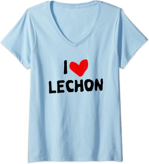 I Love Lechon V-Neck T-Shirt
