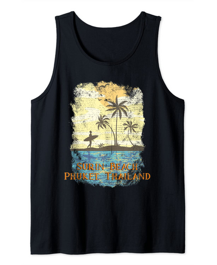 Discover Vintage Tropical Phuket Sunset Beach Surfing Tank Top