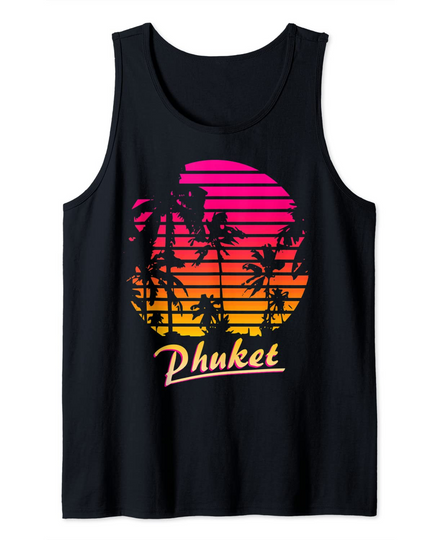 Discover Cool Phuket 80s Palm Trees Summer Sunset Tank Top
