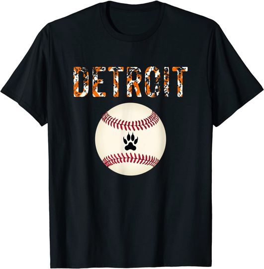 Distressed Tiger Mascot Detroit Baseball T Shirt