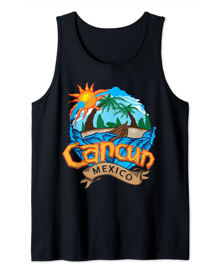 Cancun Mexico Beach Palm Tree Party Tank Top