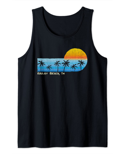 Vintage Railay Beach Palm Trees & Sunset Beach Tank Top