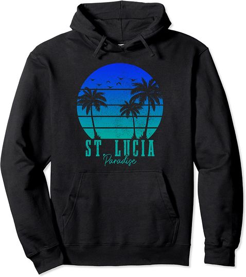 Saint Lucia Vintage Surfer Caribbean Pullover Hoodie