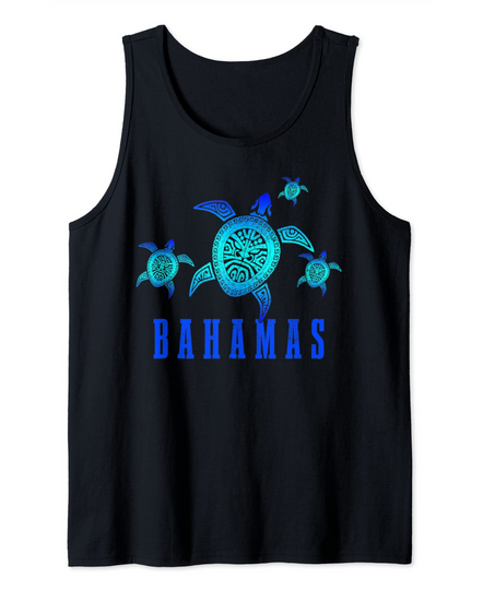 Bahamas Sea Turtle Tribal Pattern Scuba Diving Tank Top