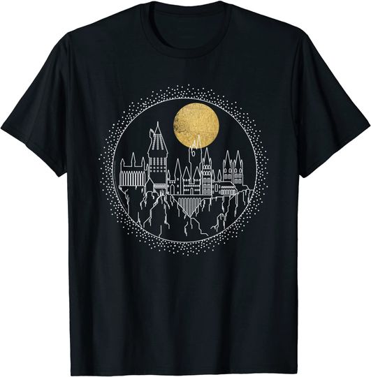 Hogwarts Full Moon Line Art T Shirt