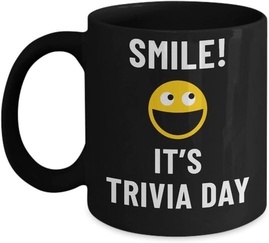 Discover Smile! It's Trivia Day Mug Acrylic Coffee Holder Black