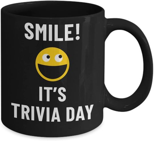 Smile! It's Trivia Day Mug Acrylic Coffee Holder Black