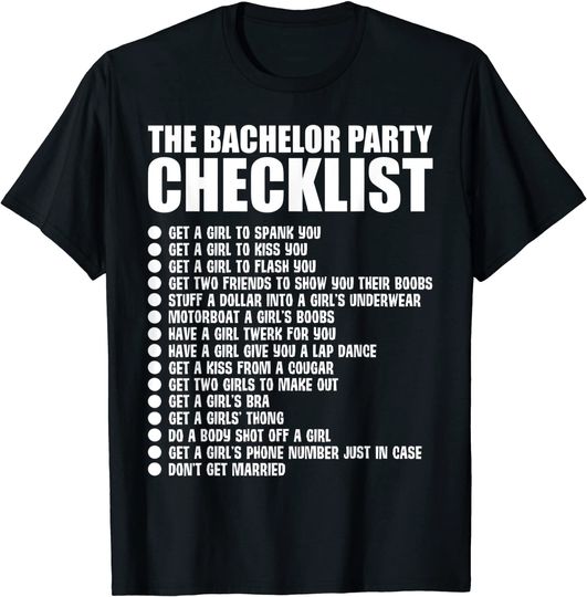 Bachelor Party Checklist Groomsmen T Shirt