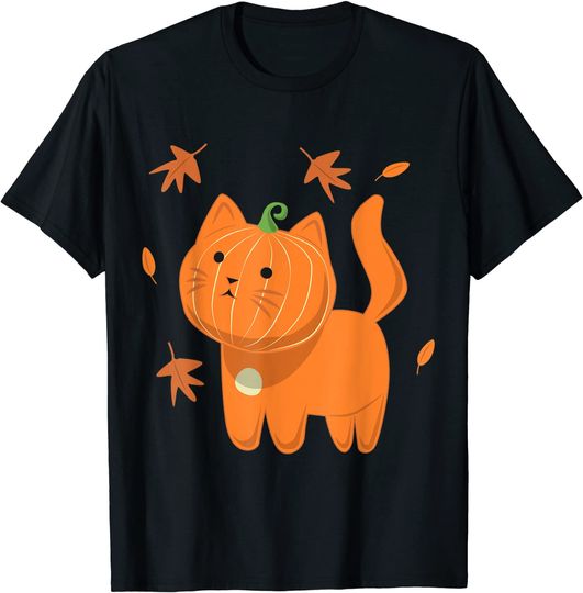 Funny Halloween Cat Pumpkin Jack-O-Lantern T-Shirt