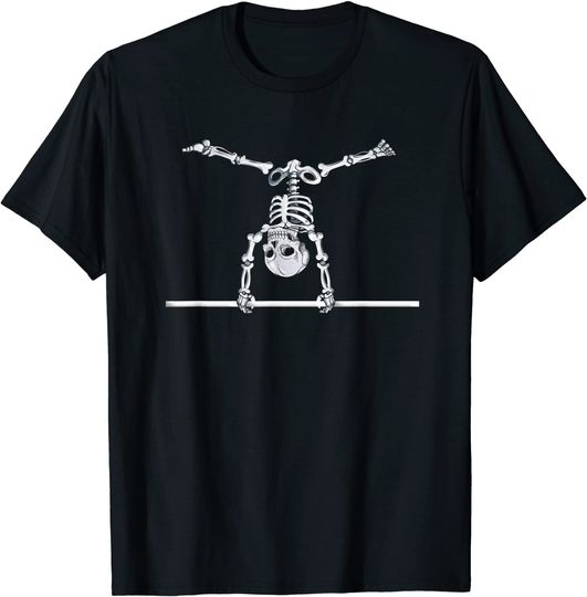 Skeleton Gymnastics Horizontal Bar Halloween T Shirt