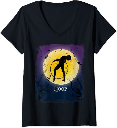 Hoop Rhythmic Gymnastic Full Moon Silhouette Halloween T Shirt
