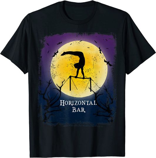 Horizontal Bar Gymnastic Full Moon Silhouette Halloween T Shirt