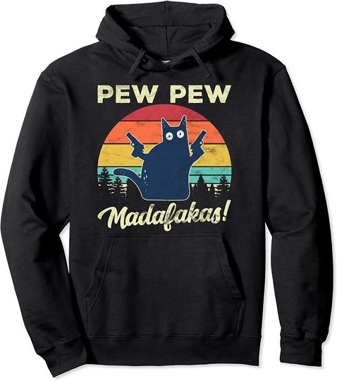 Pew madafakas cat retro Pullover Hoodie