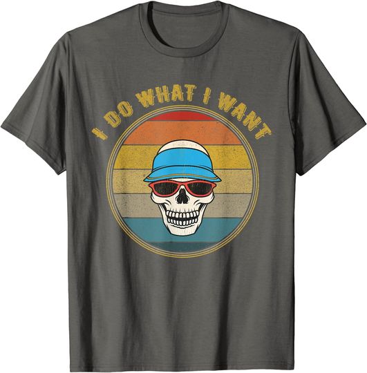 I Do What I Want Summer Skull Head Distressed T-Shirt