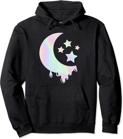 Pastel Goth Moon with Stars Pullover Hoodie