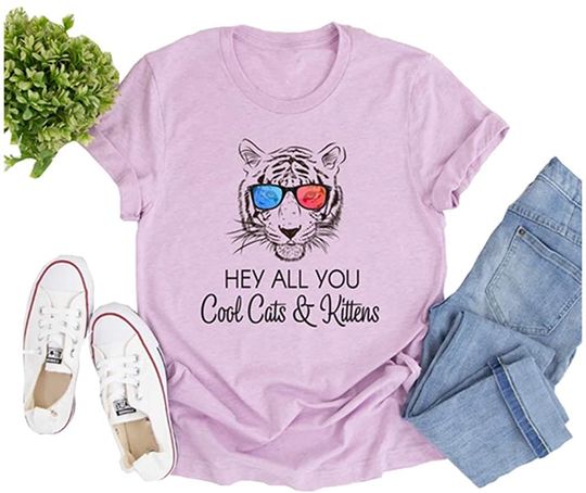 Funny Tiger Shirts Hey All You Cool Cats and Kittens T-Shirts Short Sleeve Tops