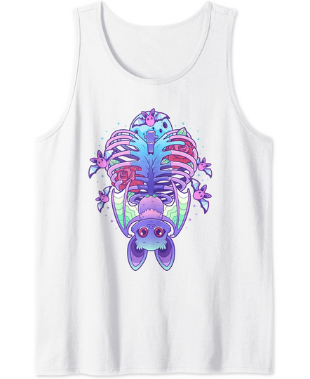 Kawaii Pastel Goth Cute and Creepy Bat Ribcage Tank Top