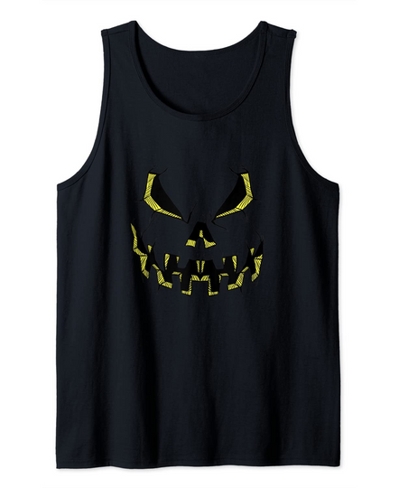 Scary Jack O Lantern Pumpkin Face Halloween Tank Top