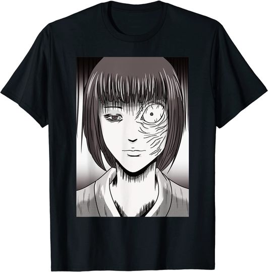 Creepy Horror Manga Anime Woman Eyes Halloween Art T-Shirt