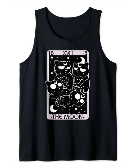 Discover Kawaii Pastel Goth Japanese Art The Moon Tarot Card Cute Cat Tank Top