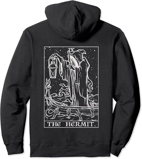 Discover The Hermit Tarot Card Goth Halloween Grim Reaper Back Print Pullover Hoodie