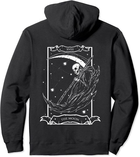 Tarot Card The Moon XVIII Death Style Pullover Hoodie