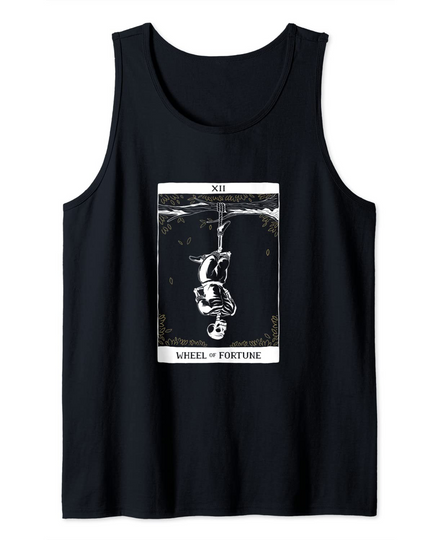 The Wheel of Fortune Skeleton Tarot Card Halloween Goth Tank Top