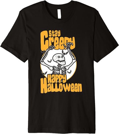 Stay Creepy Halloween Skull Design Happy Halloween Premium T Shirt