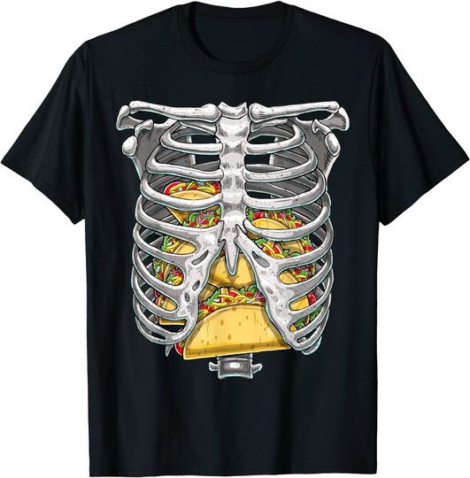 Discover Skeleton Rib Cage Halloween Taco Skeleton Costume T Shirt