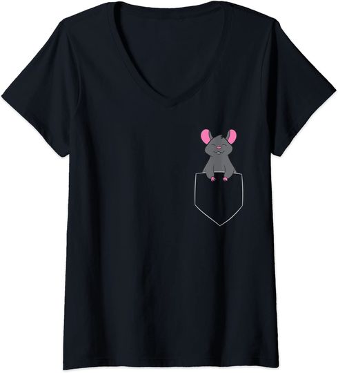 Mouse Pet Funny Mouse In Bag Rat In Pocket T Shirt