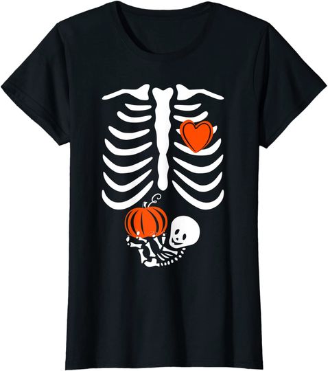 Discover Skeleton Baby Pregnant Rib Cage For Fall Halloween T Shirt