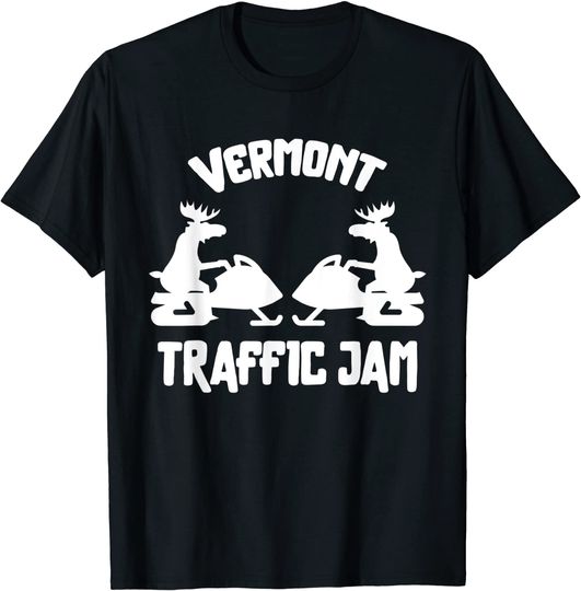 Vermont Moose Moose Snowmobile Traffic Jam T Shirt