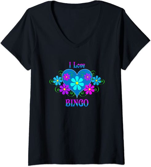 I Love Bingo V Neck T Shirt