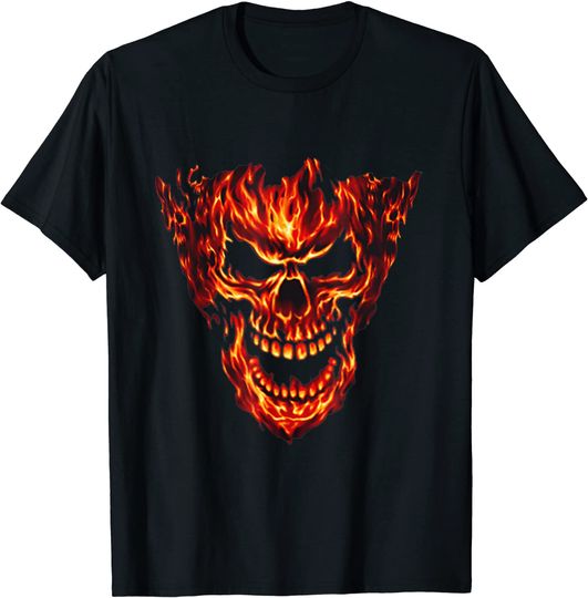 Discover Fire Flame Skull Awesome New T Shirt