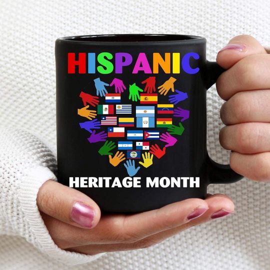 Hispanic Heritage Month All Countries Heart Hands Ceramic Coffee Mug