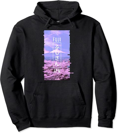 Mt Fuji Japan Glitch Art Japanese Otaku Vaporwave  Hoodie