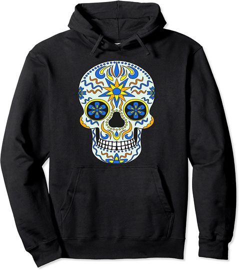 2Dia De Los Muertos Sugar Skull Spanish Day of Dead Pullover Hoodie